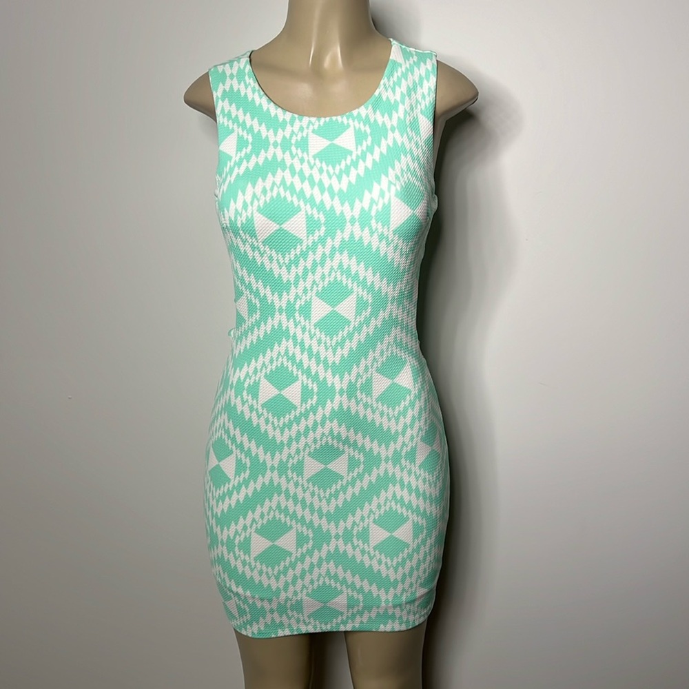Aniina green and white small mini dress